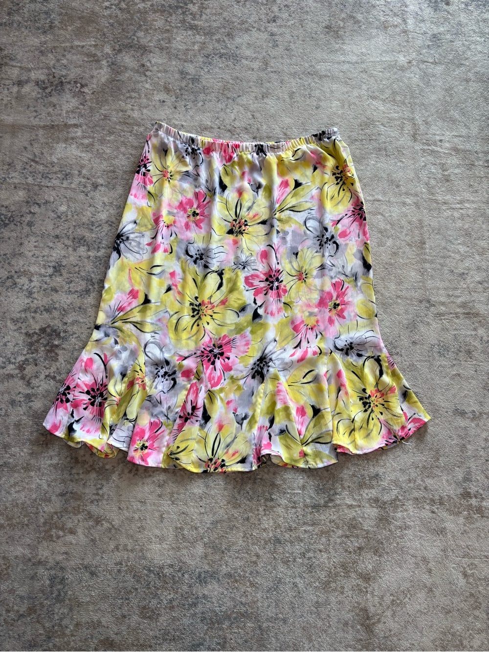Vintage Tanjay Floral Flowy Midi Skirt